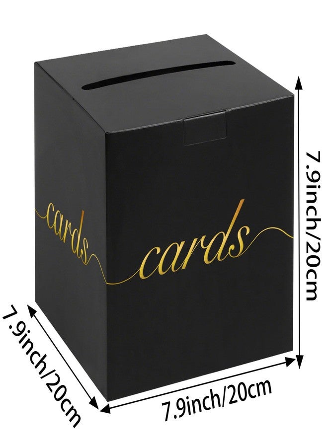 Adecortalk Black Wedding Card Box Gold Letter Gift Card Boxes Party Collection Receiving Box Holder for Party Wedding Reception Birthday Baby Shower Graduation Raffle Decorations - Image 2